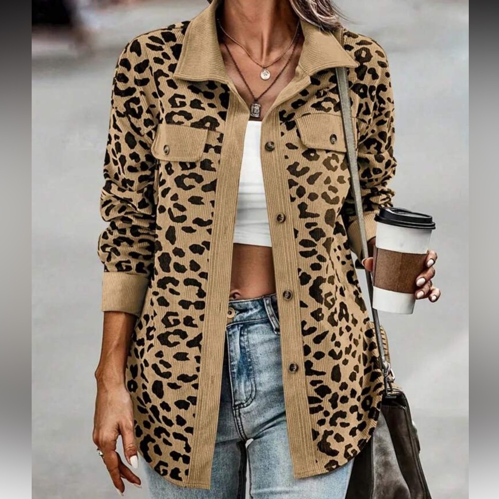 New Leopard Print Button-Up top